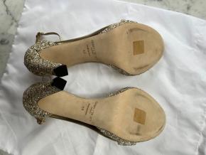 Jimmy Choo Gold Glitter Sandals 6