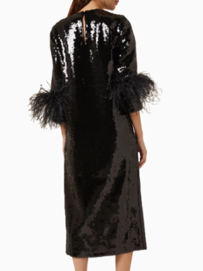 16Arlington Billie Feather-trimmed Midi Dress in Sequin 2