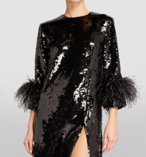 16Arlington Billie Feather-trimmed Midi Dress in Sequin 3
