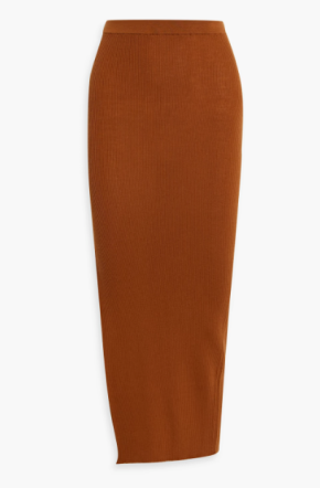 Rick Owen Ziggy Ribbed Wool-Blend Midi Skirt 4
