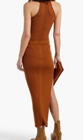 Rick Owen Ziggy Ribbed Wool-Blend Midi Skirt 3