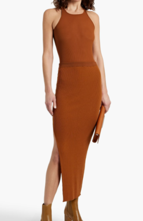 Rick Owen Ziggy Ribbed Wool-Blend Midi Skirt 4