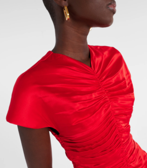 Tove Aubree Ruched Silk Midi Dress 4