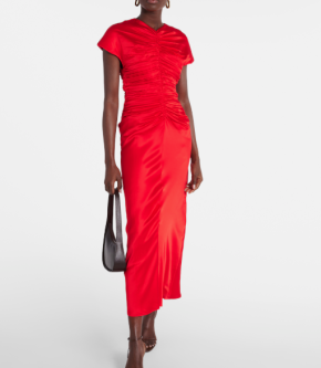Tove Aubree Ruched Silk Midi Dress 6