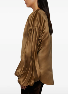 Khaite Quico Pleat-Detail Silk Blouse 4