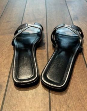 Hermes Black Leather Oran Sandals 8