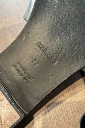 Hermes Black Leather Oran Sandals 4