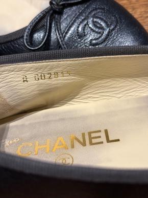 Chanel Navy Blue Leather Ballet Flats 7
