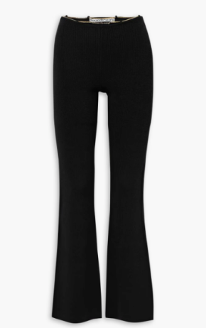 Alexander Wang Chain-Embellished Ribbed Flared Trousers 2