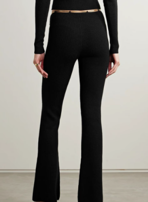 Alexander Wang Chain-Embellished Ribbed Flared Trousers 4