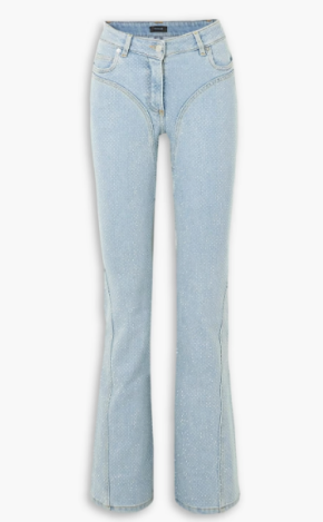 Mugler Crystal-Embellished Flared Jeans 2