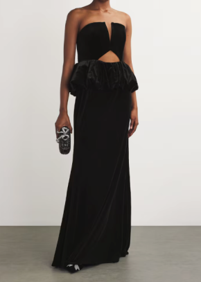 Self-Portrait Velvet Peplum Maxi Dress 5
