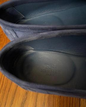Hermes Blue Suede Loafers 7