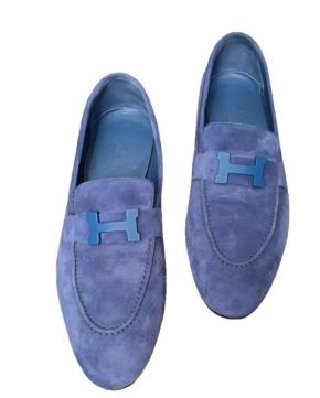 Hermes Blue Suede Loafers 8