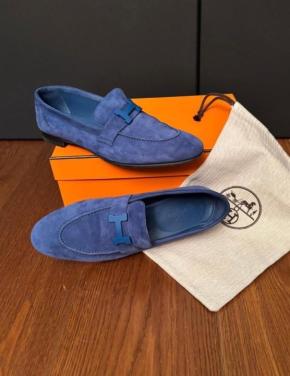 Hermes Blue Suede Loafers 9