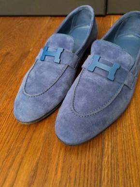 Hermes Blue Suede Loafers 6