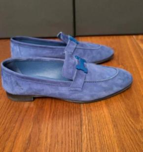 Hermes Blue Suede Loafers 2