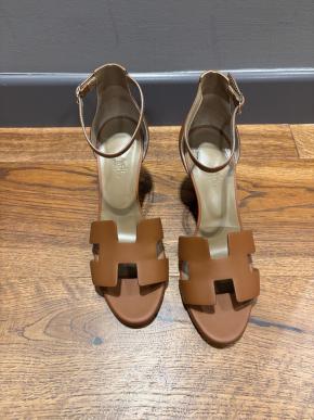 Hermes Tan Leather Ankle Legend Sandals 11