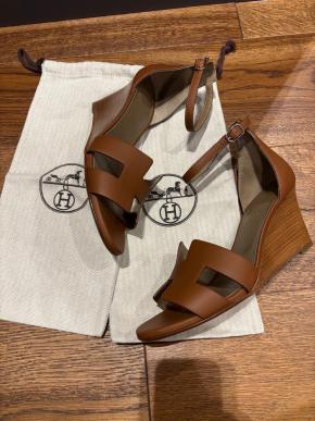 Hermes Tan Leather Ankle Legend Sandals 6