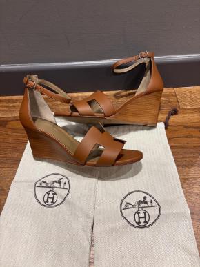 Hermes Tan Leather Ankle Legend Sandals 4