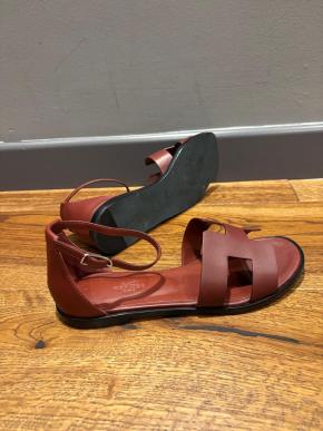 Hermes Rouge Leather Sandals 8