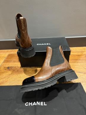 Chanel Tan Quilted Ankle Boots 6