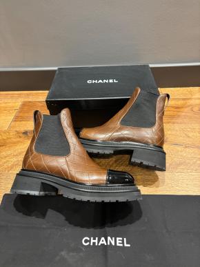 Chanel Tan Quilted Ankle Boots 7