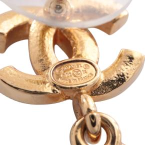 Chanel CC Gold Plated Rhinestone Drop Earrings 3