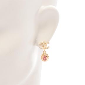 Chanel CC Gold Plated Rhinestone Drop Earrings 4