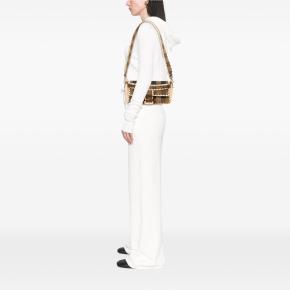 Fendi Brown Pequin Gingham Canvas And Raffia Baguette Satchel 9