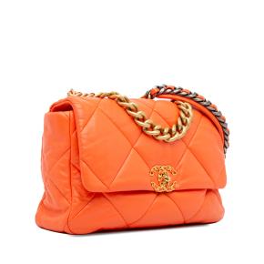 Chanel Orange Large 19 Lambskin Flap 2