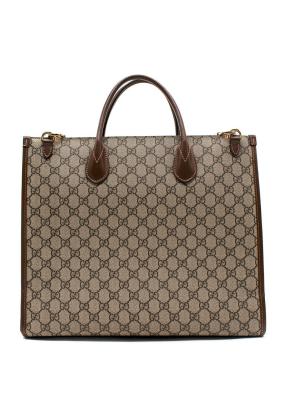 Gucci Brown Retro Monogram Pattern Canvas Tote Bag 2