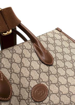 Gucci Brown Retro Monogram Pattern Canvas Tote Bag 6