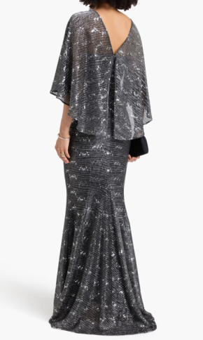 Talbot Runhof Cape-effect Sequined Jersey Gown 4
