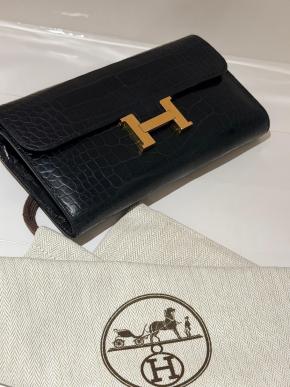 Hermes Alligator Black Constance Wallet 3