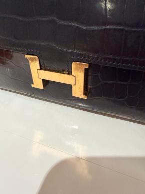 Hermes Alligator Black Constance Wallet 10