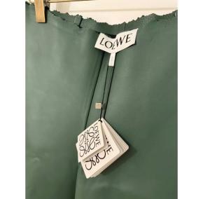 Loewe Green Distressed Leather Shorts 5