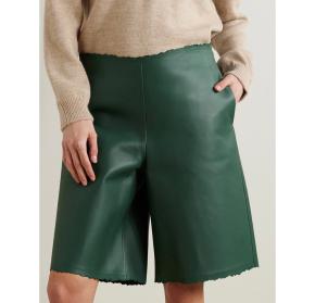 Loewe Green Distressed Leather Shorts 4
