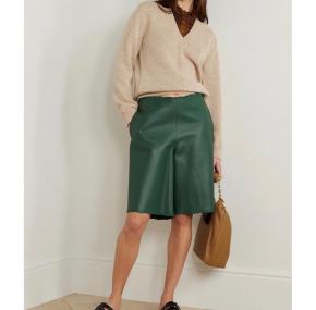 Loewe Green Distressed Leather Shorts 3