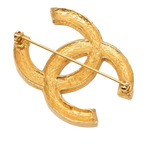 Chanel Gold Plated CC Rhinestone Brooch 2