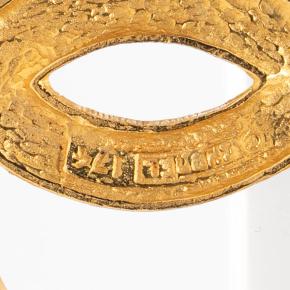 Chanel Gold Plated CC Rhinestone Brooch 3