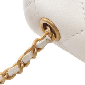 Chanel White Mini Rectangular Quilted Lambskin Heart Charms Flap 11