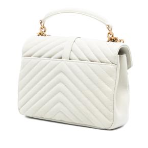 Saint Laurent White Medium Chevron Sheepskin Monogram College Satchel 2