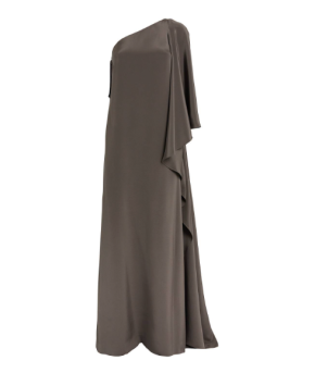 Koltson Draped One-Shoulder Side-Slit Double Silk Gown 4