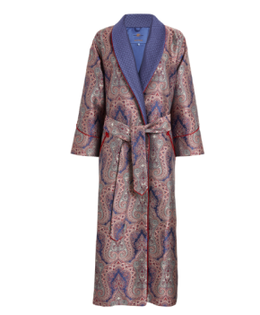 Daniel Hanson Silver Red Paisley Silk Jacquard Robe 4