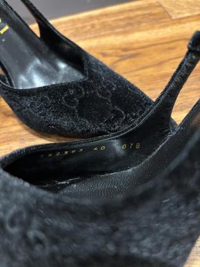 Gucci Black GG Velvet Heeled Sandals 5