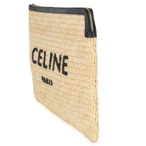 Celine  Raffia Sequin Logo Clutch 4
