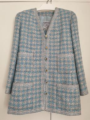 Chanel Vintage Blue Tweed Suit 2