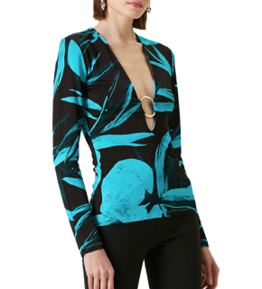 Louisa Ballou Helios Embellished Printed Stretch-jersey Top 6