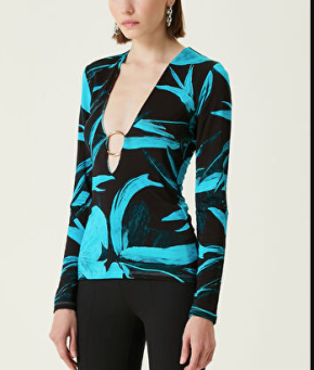 Louisa Ballou Helios Embellished Printed Stretch-jersey Top 3